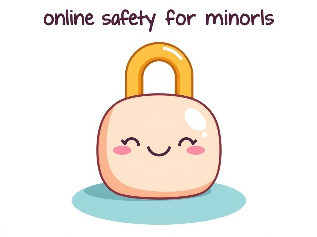Illustration of a child-friendly padlock icon, symbolizing online safety for minors