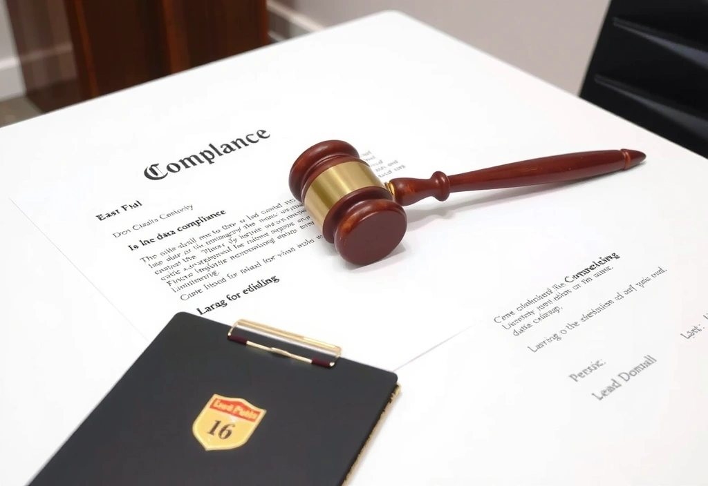 Legal documents and a gavel on a desk, symbolizing legal compliance and protection